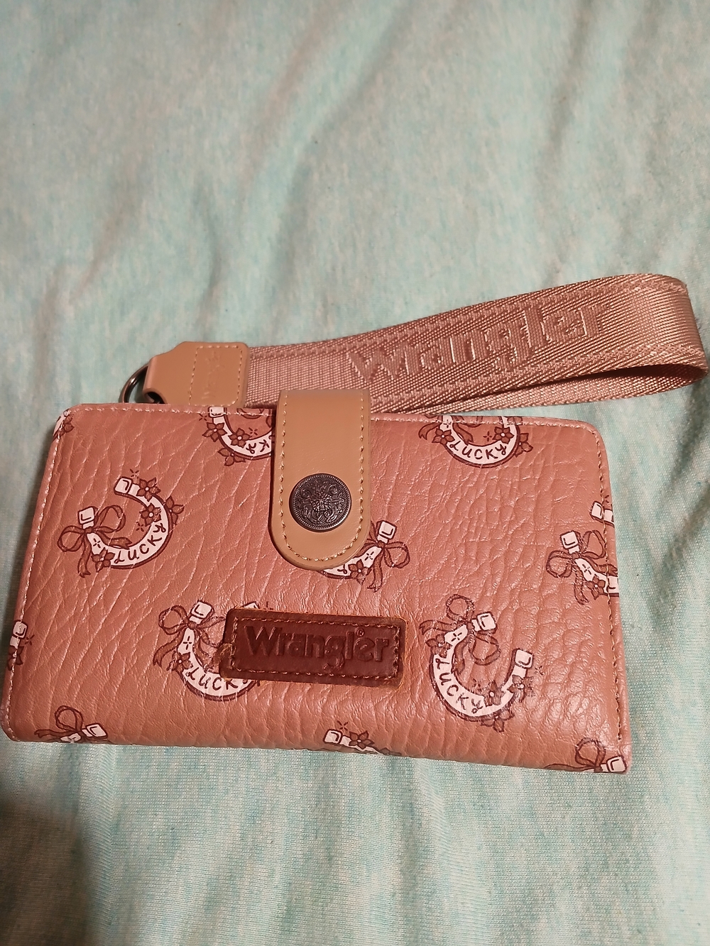 Wrangler Blush Pink and Tan Western Wristlet